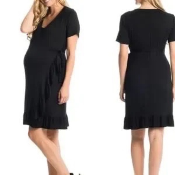 Everly Grey Maternity Wrap Dress Black Size Small NWOT - Picture 1 of 8